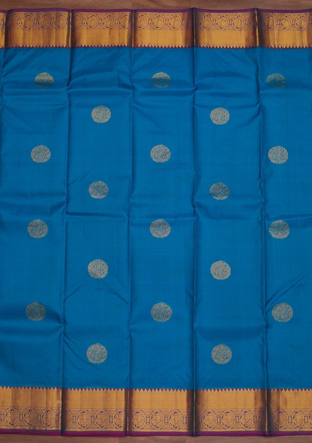 Turquoise Blue Zariwork Pure Silk Designer Saree - Koskii