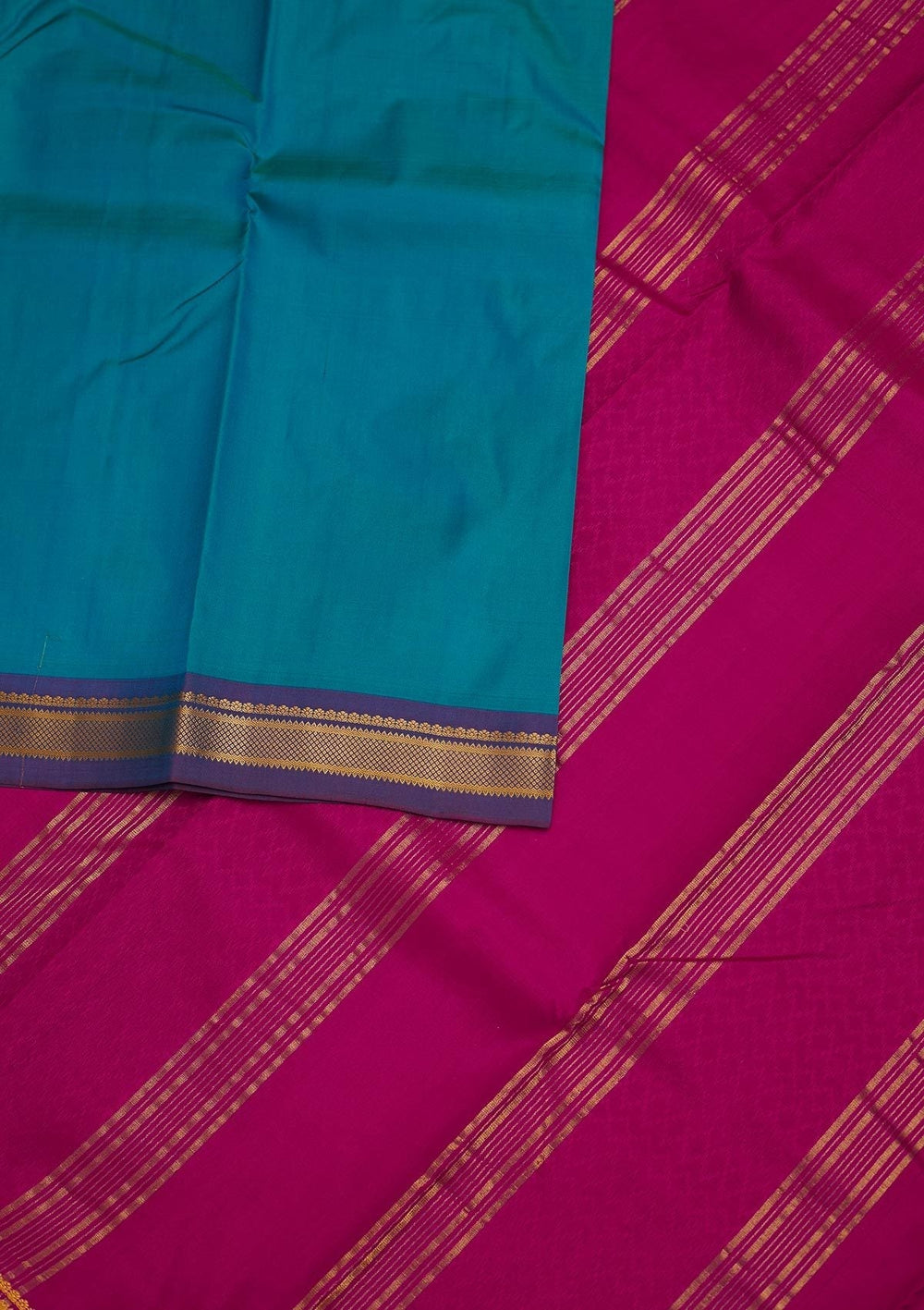 Turquoise Blue Zariwork Pure Silk Designer Saree - Koskii