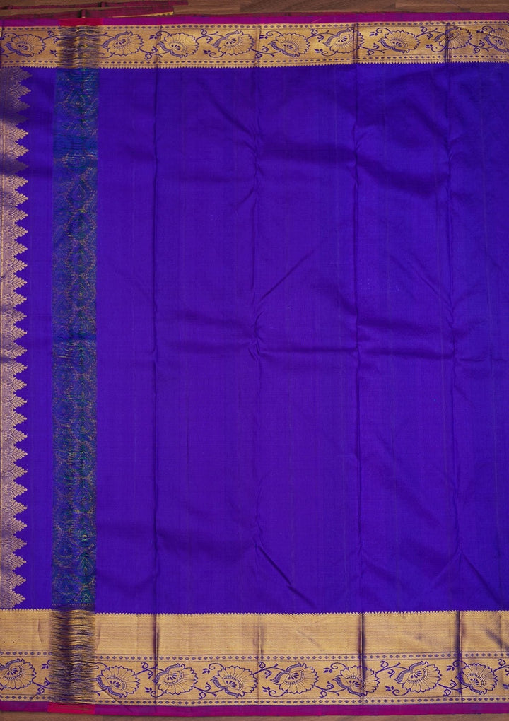 Turquoise Blue Zariwork Pure Silk Designer Saree - Koskii
