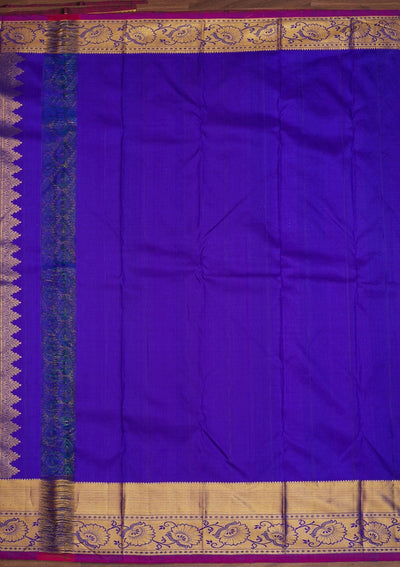 Turquoise Blue Zariwork Pure Silk Designer Saree - Koskii