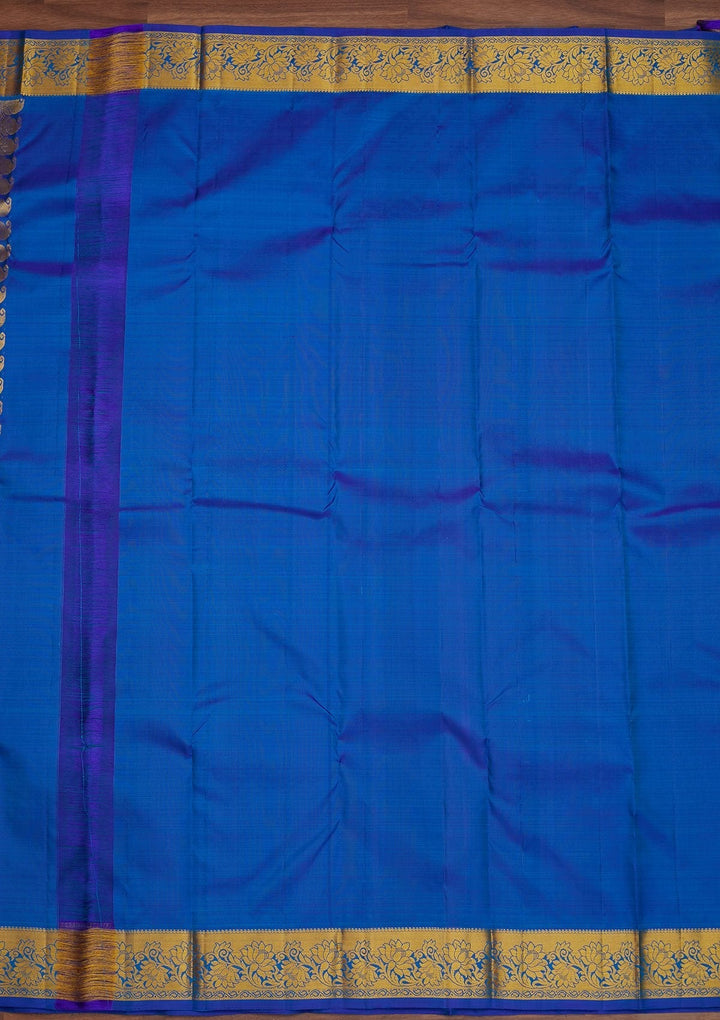 Turquoise Blue Zariwork Pure Silk Designer Saree - Koskii