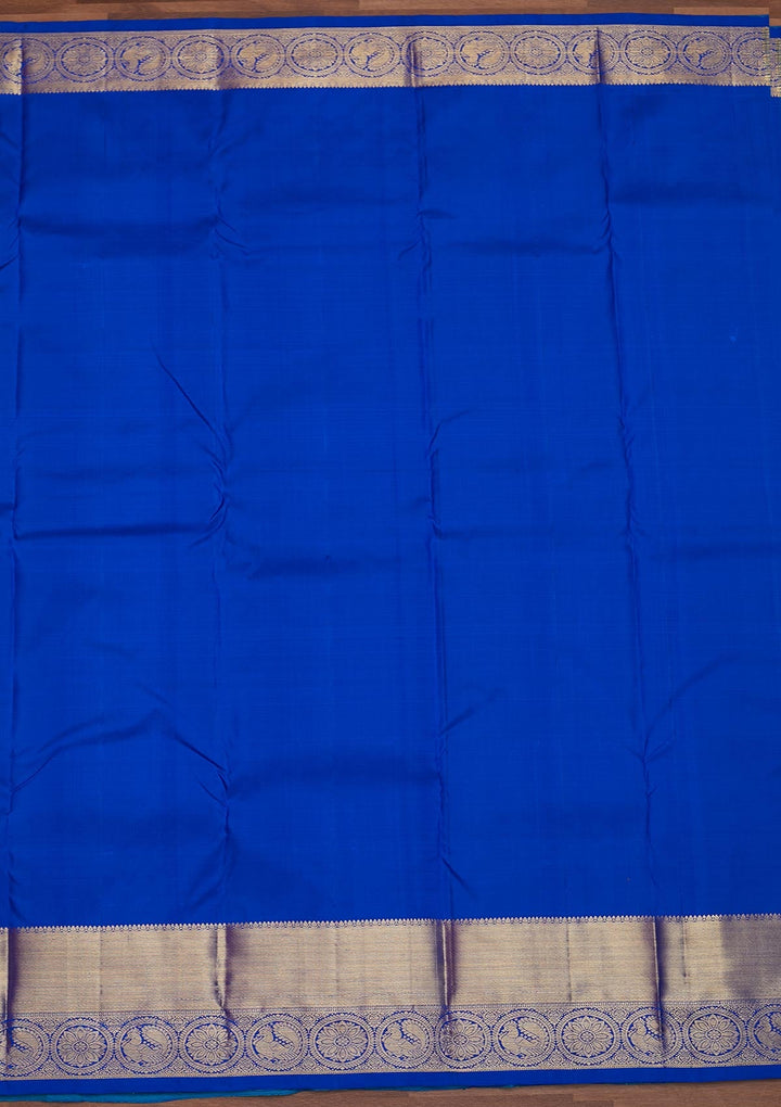 Turquoise Blue Zariwork Pure Silk Designer Saree - Koskii