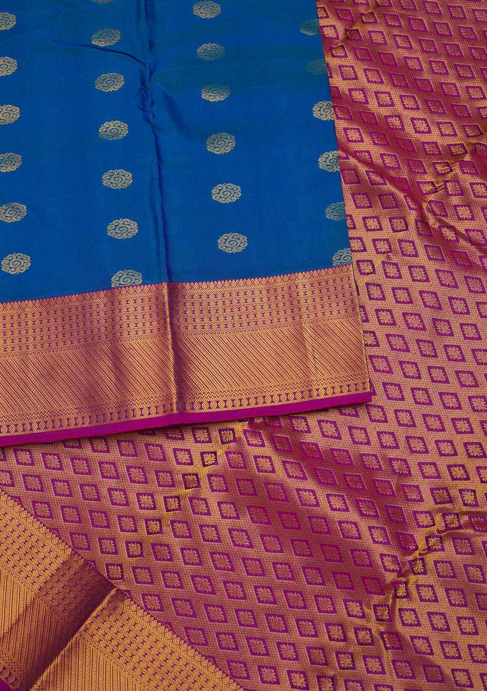 Turquoise Blue Zariwork Pure Silk Designer Saree - Koskii