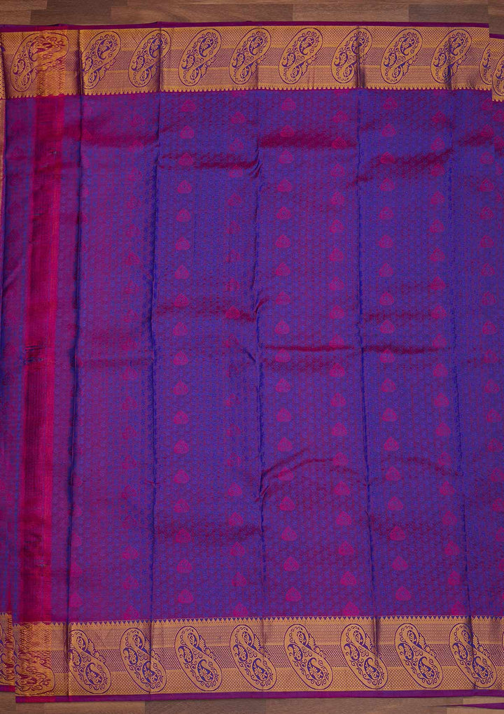 Turquoise Blue Zariwork Pure Silk Designer Saree - Koskii