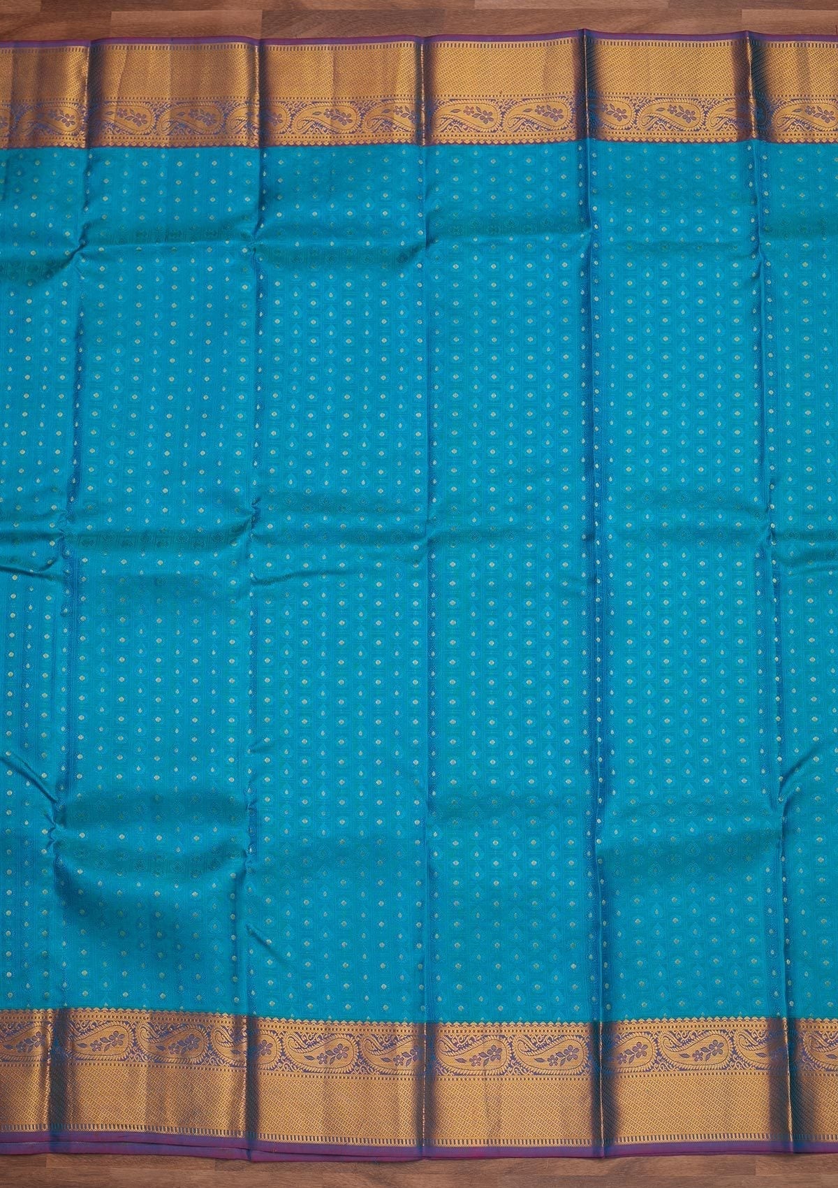 Turquoise Blue Zariwork Pure Silk Designer Saree - Koskii