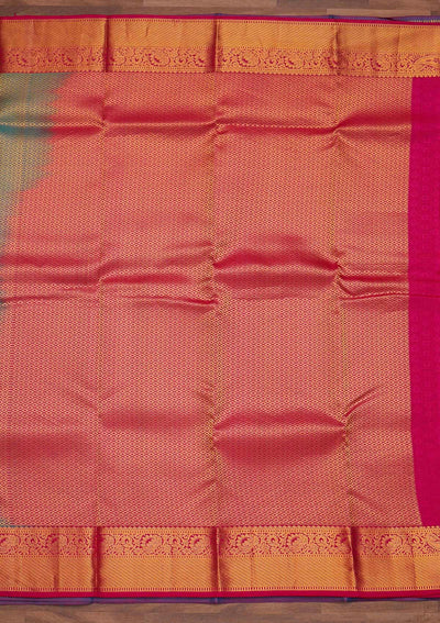 Turquoise Blue Zariwork Pure Silk Designer Saree - Koskii