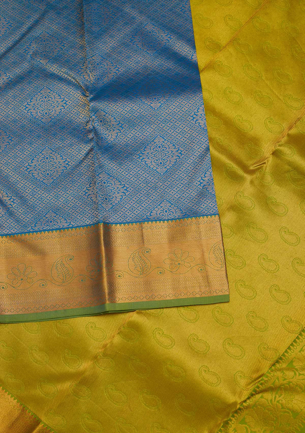 Turquoise Blue Zariwork Pure Silk Designer Saree - Koskii