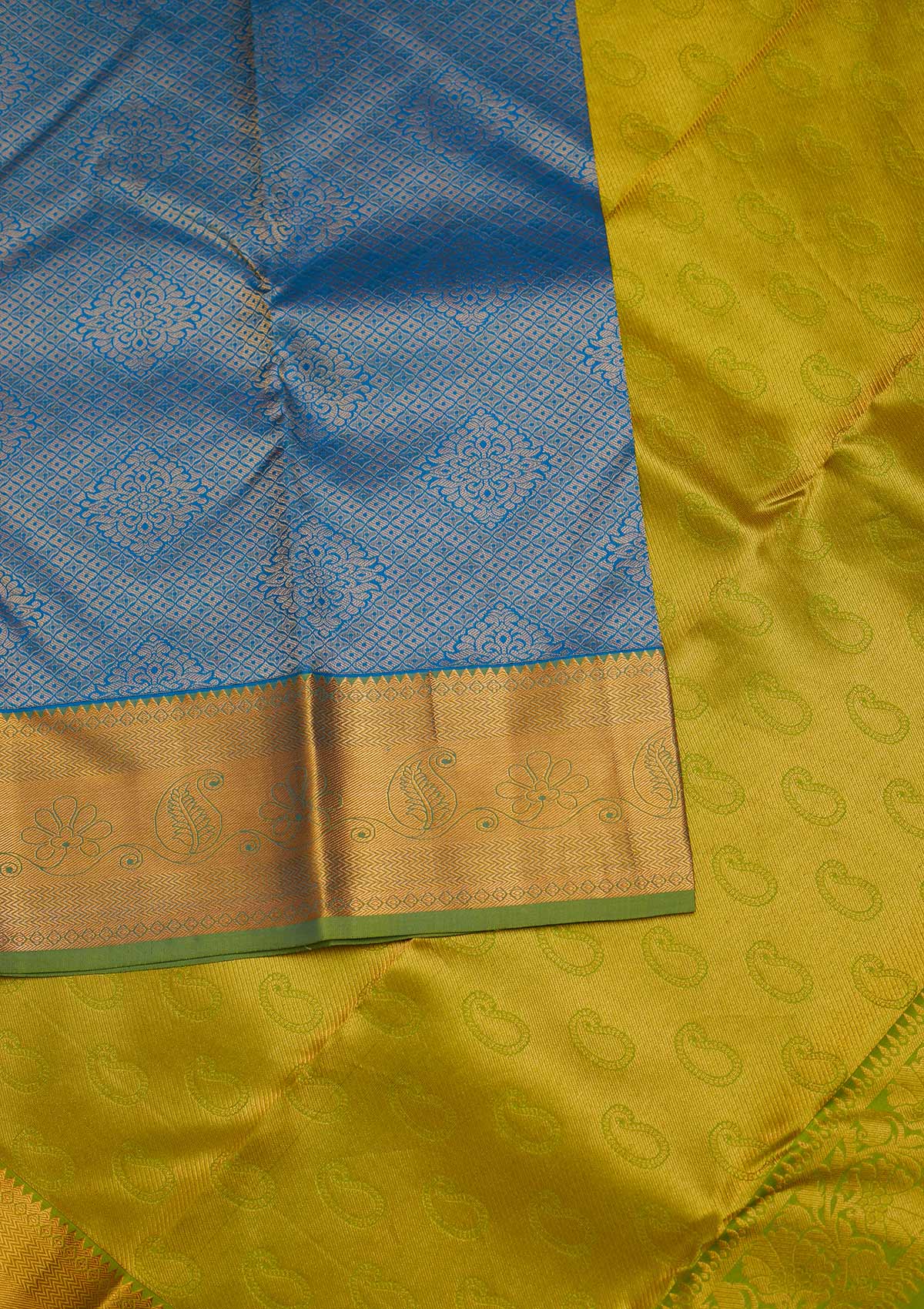 Turquoise Blue Zariwork Pure Silk Designer Saree - Koskii