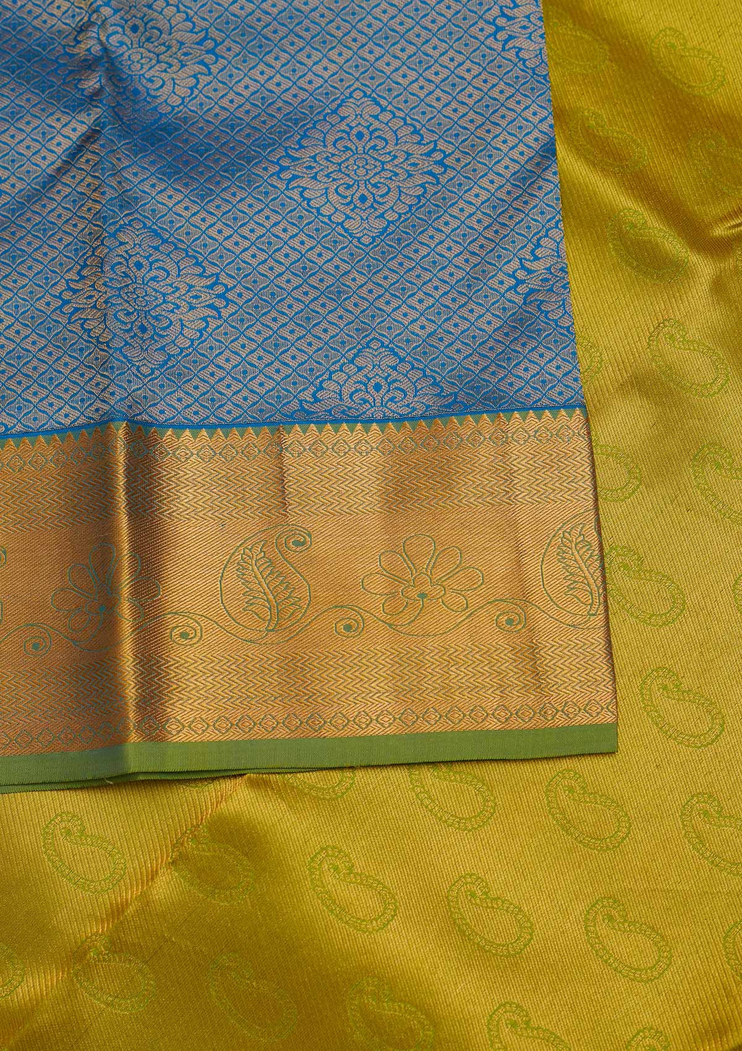 Turquoise Blue Zariwork Pure Silk Designer Saree - Koskii