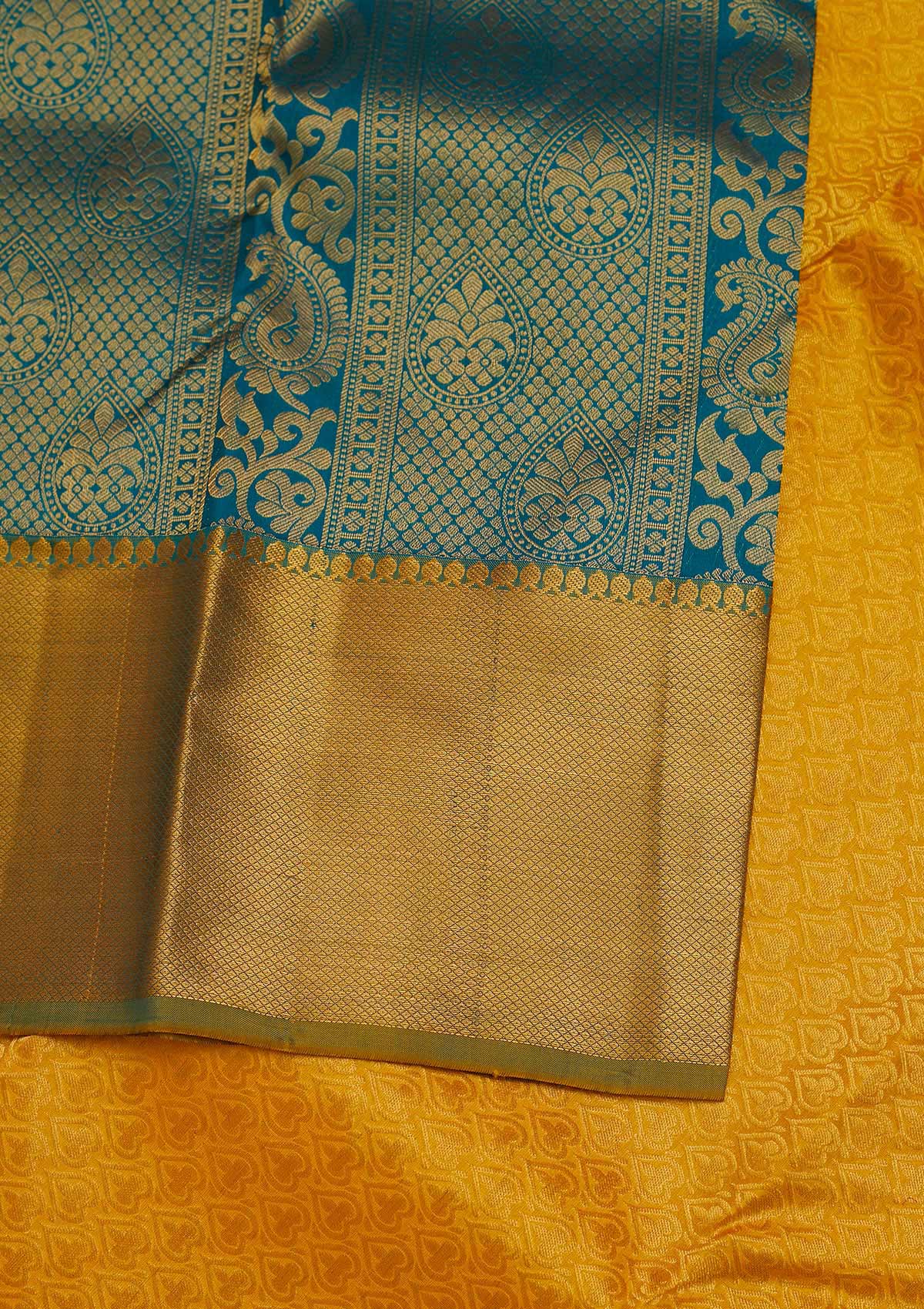 Turquoise Blue Zariwork Pure Silk Designer Saree - Koskii