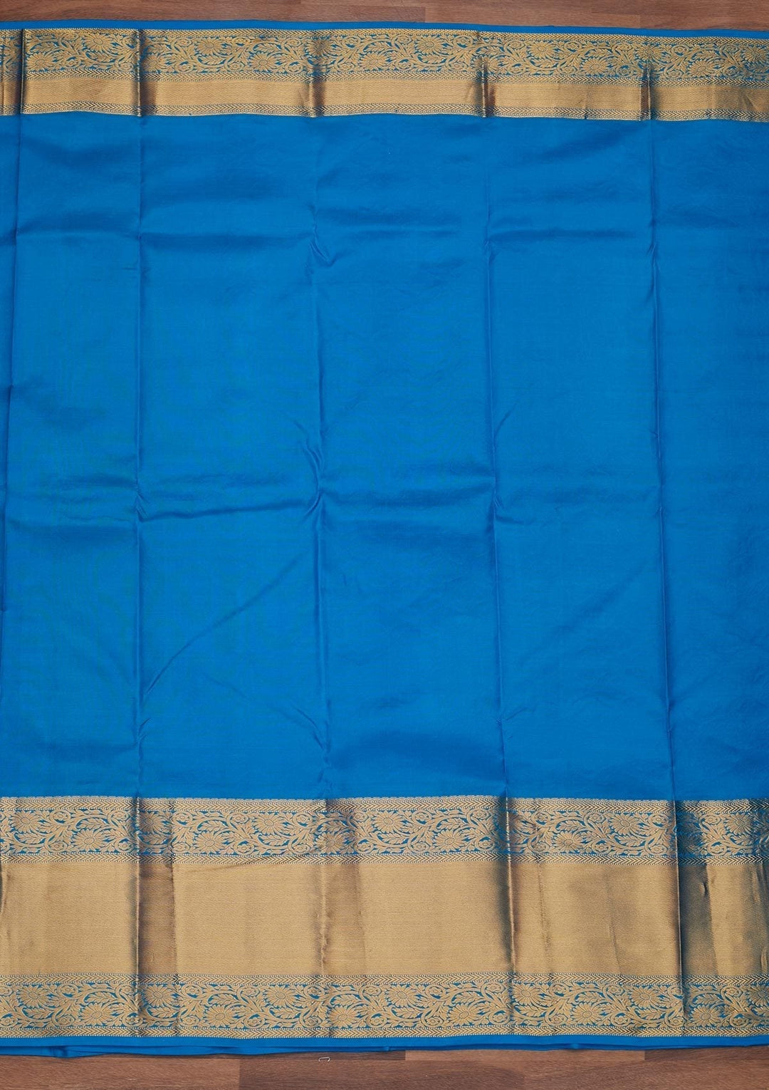 Turquoise Blue Zariwork Pure Silk Designer Saree - Koskii