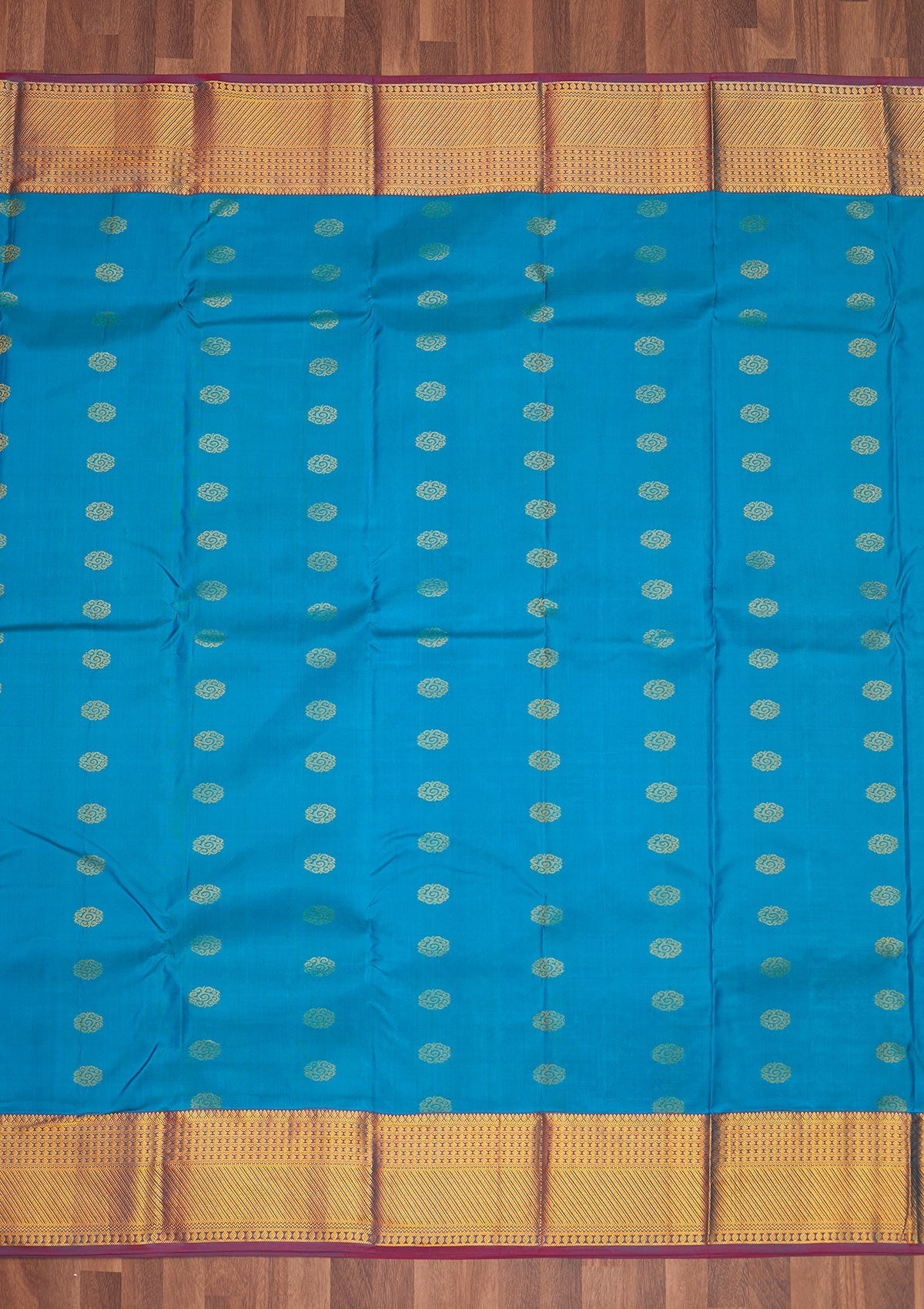 Turquoise Blue Zariwork Pure Silk Saree - Koskii