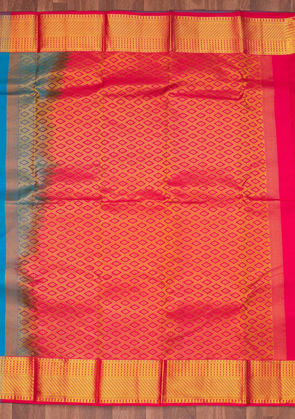 Turquoise Blue Zariwork Pure Silk Saree - Koskii