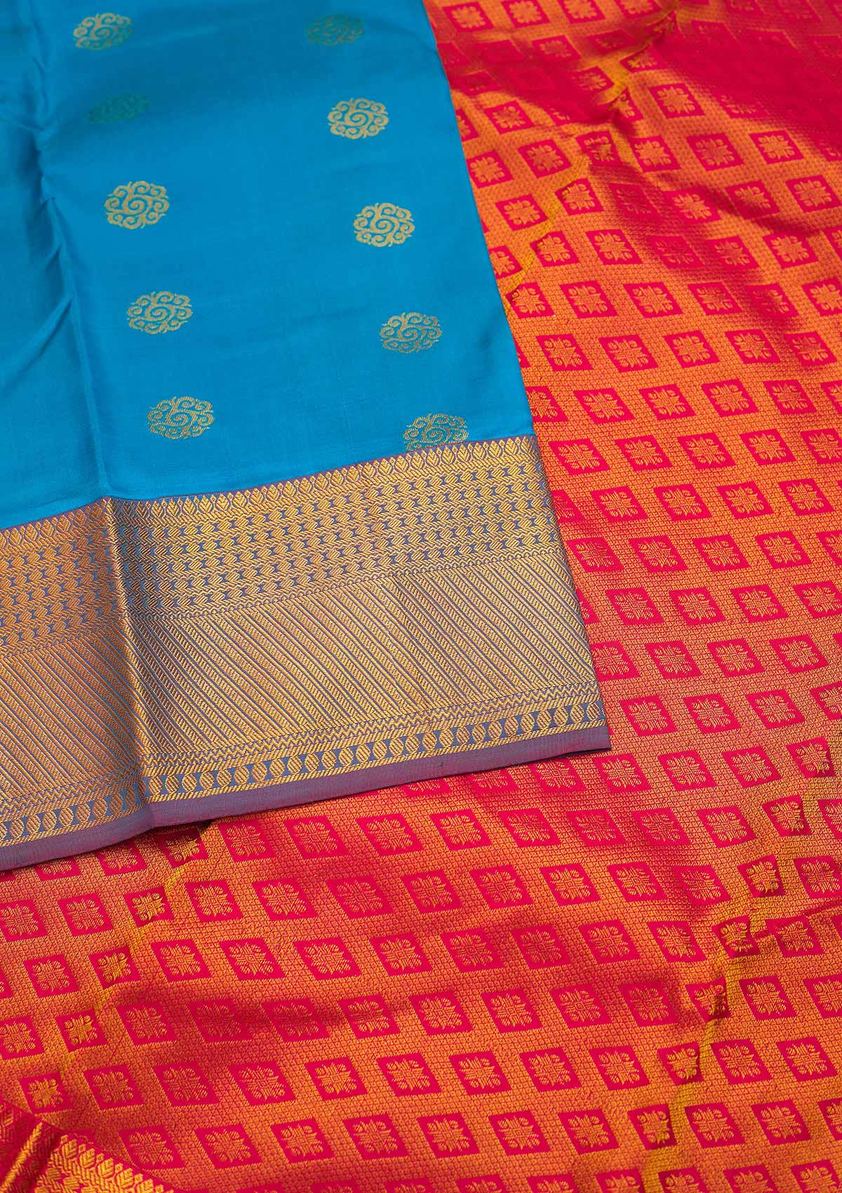 Turquoise Blue Zariwork Pure Silk Saree - Koskii