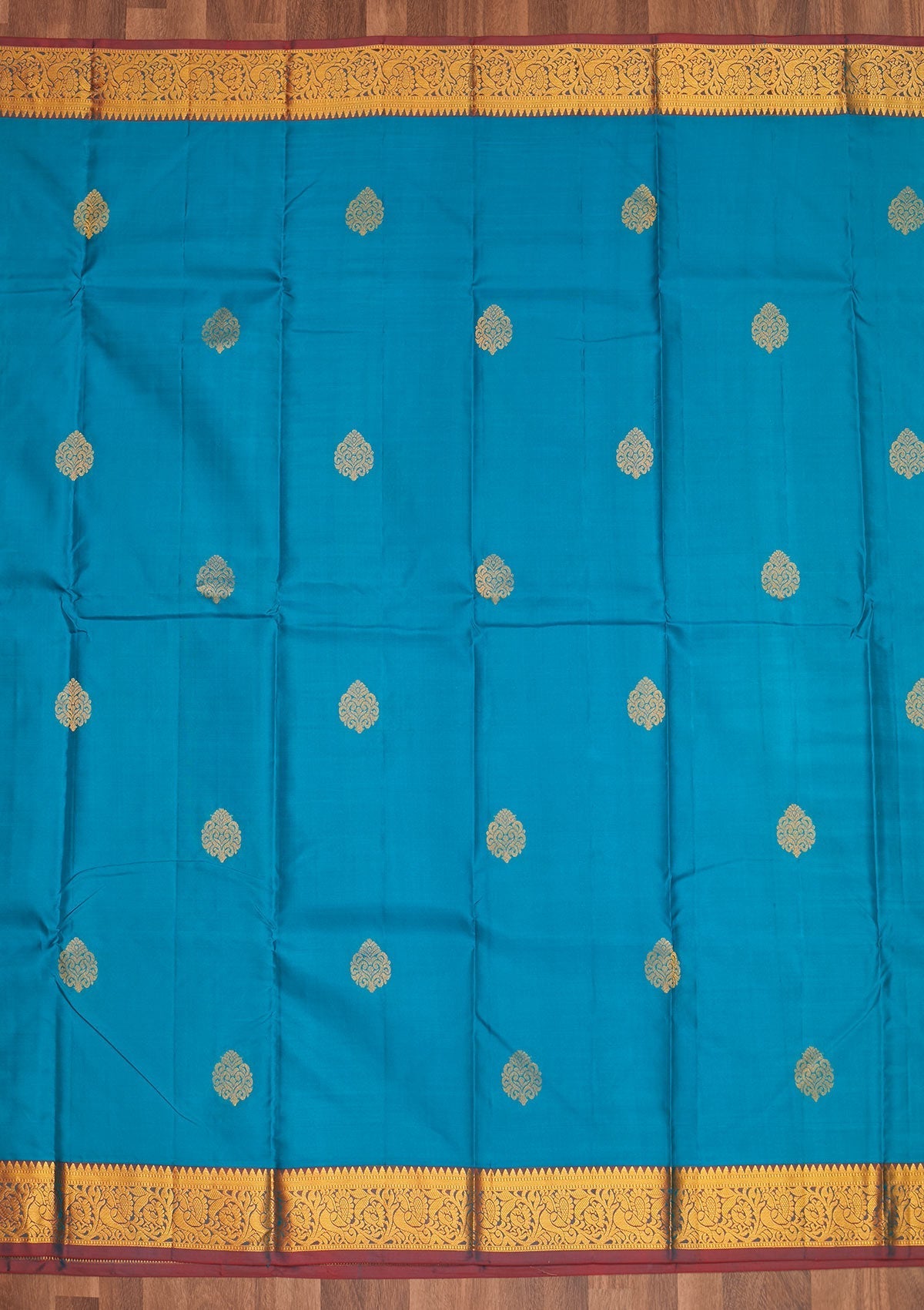 Turquoise Blue Zariwork Pure Silk Saree - Koskii
