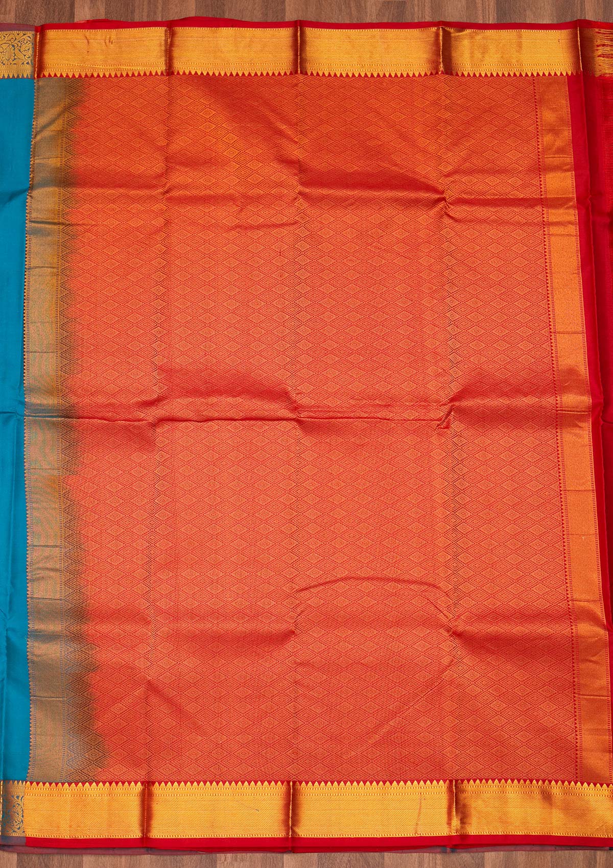 Turquoise Blue Zariwork Pure Silk Saree - Koskii