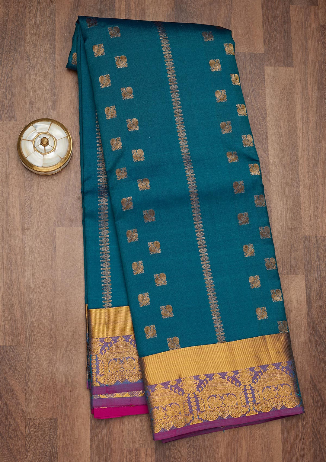 Turquoise Blue Zariwork Pure Silk Saree-Koskii