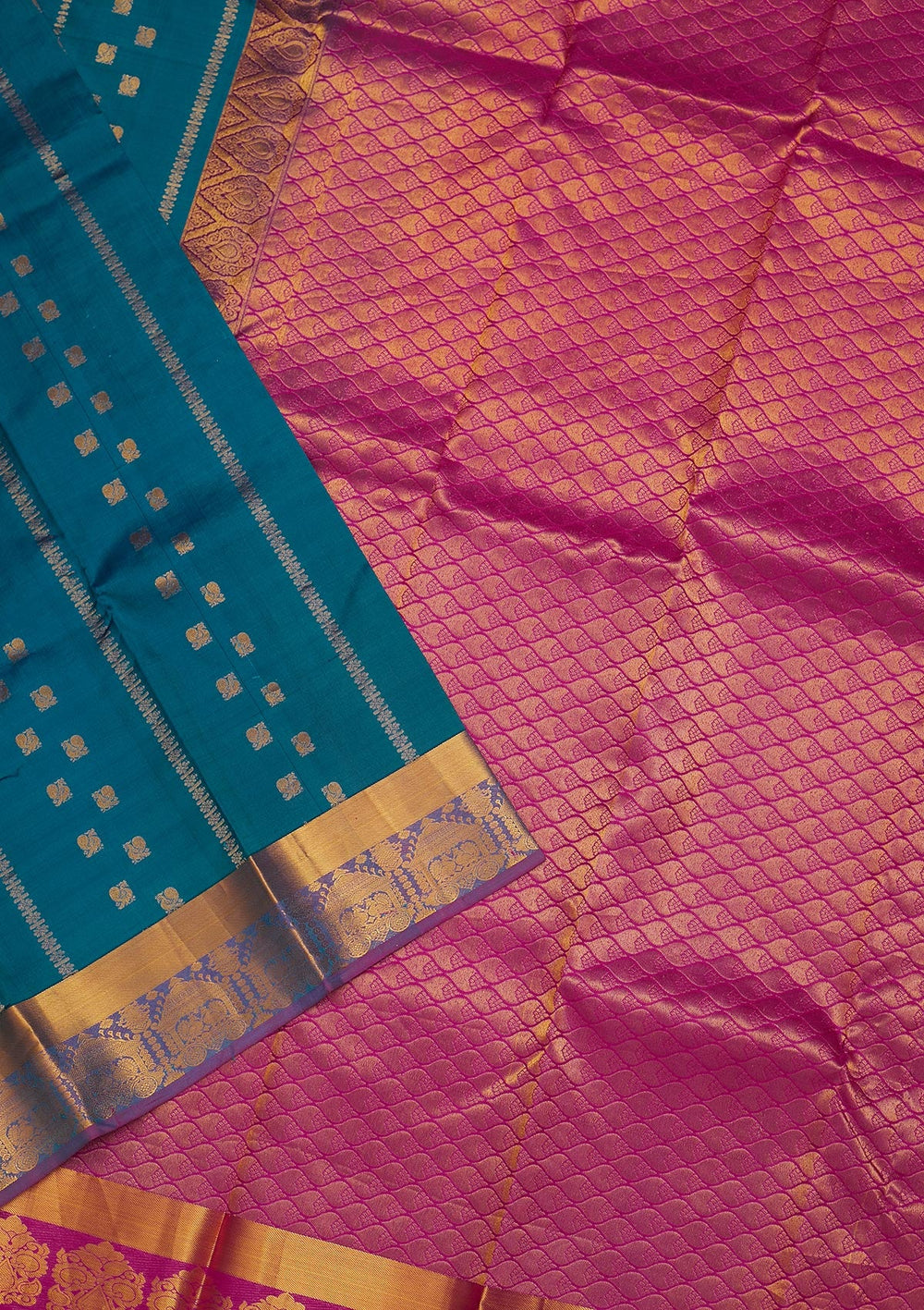 Turquoise Blue Zariwork Pure Silk Saree-Koskii