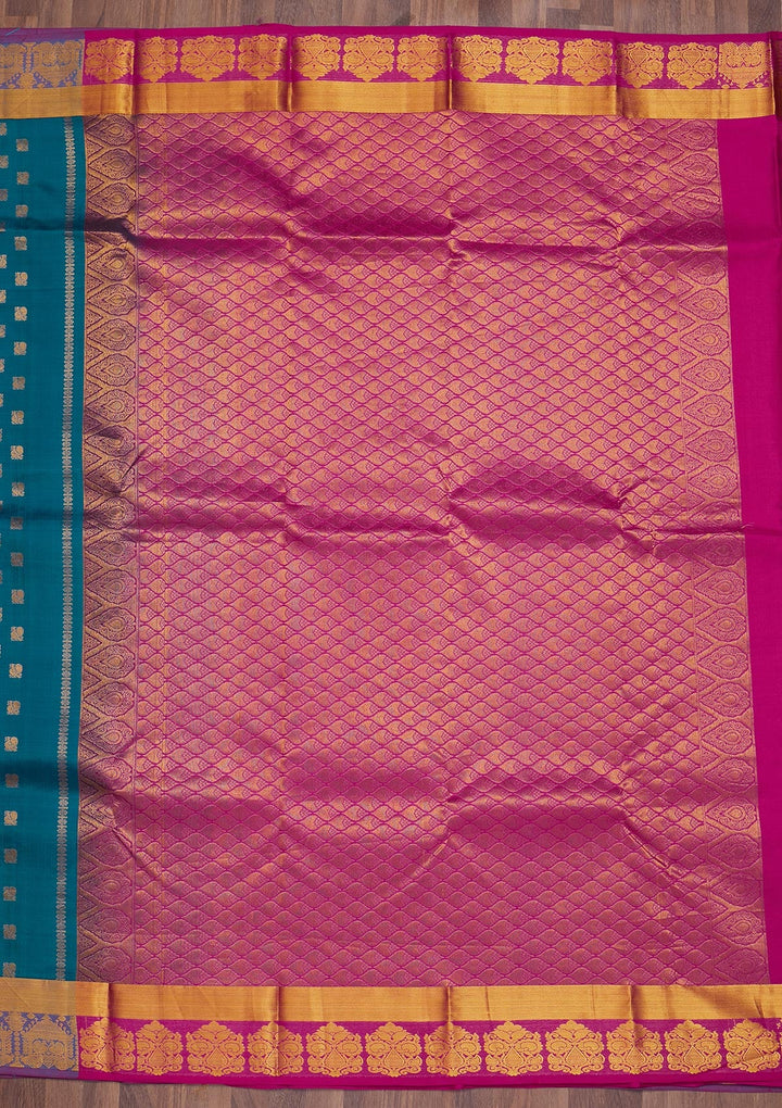 Turquoise Blue Zariwork Pure Silk Saree-Koskii