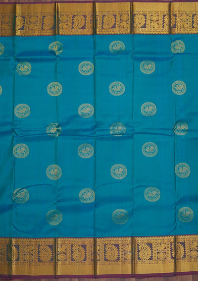 Turquoise Blue Zariwork Pure Silk Saree-Koskii