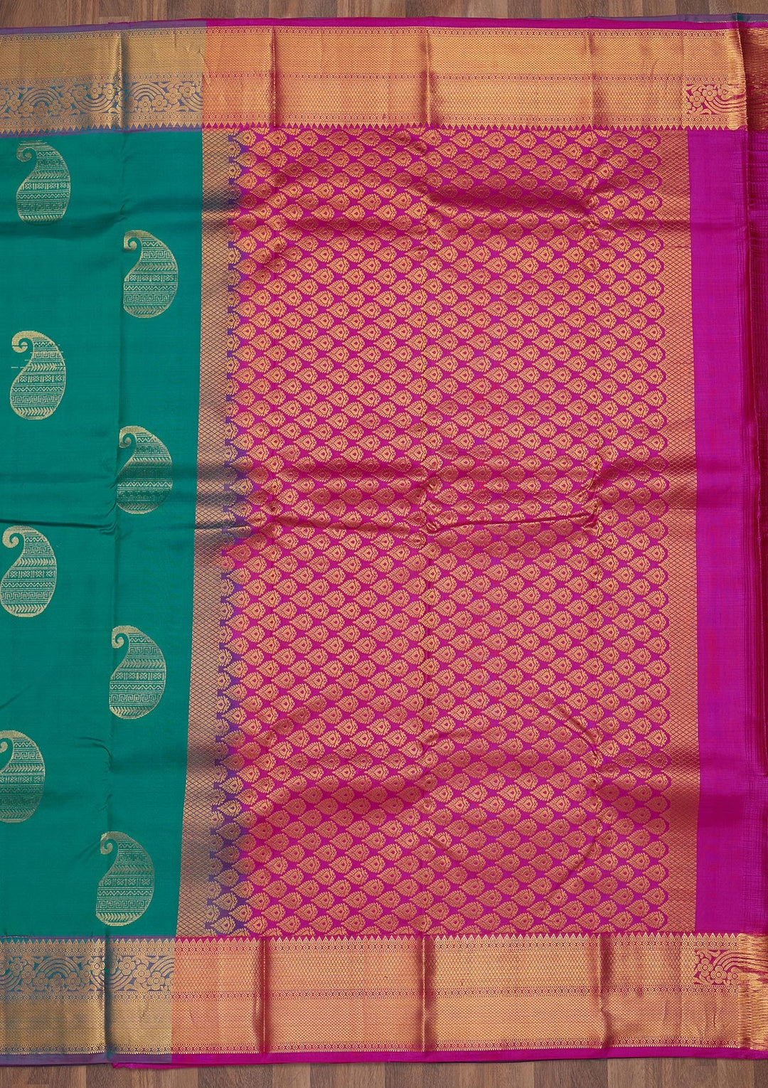 Turquoise Blue Zariwork Pure Silk Saree-Koskii