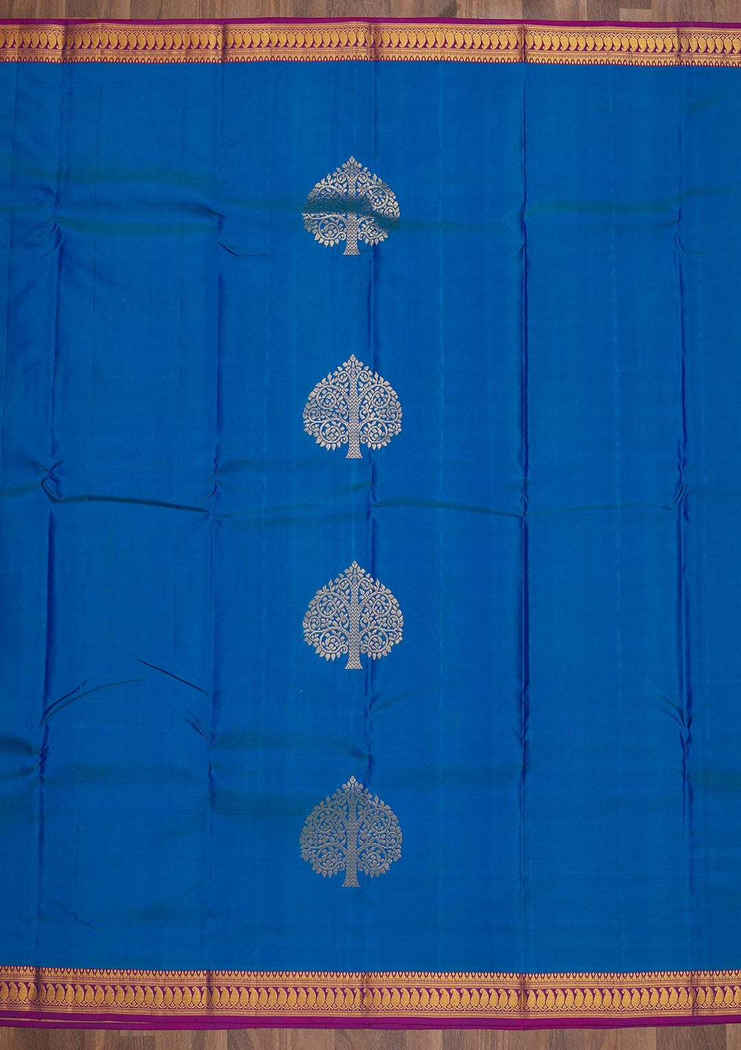 Turquoise Blue Zariwork Pure Silk Saree-Koskii