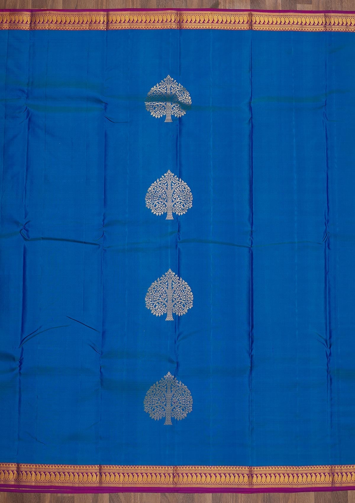 Turquoise Blue Zariwork Pure Silk Saree-Koskii