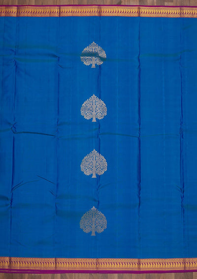 Turquoise Blue Zariwork Pure Silk Saree-Koskii