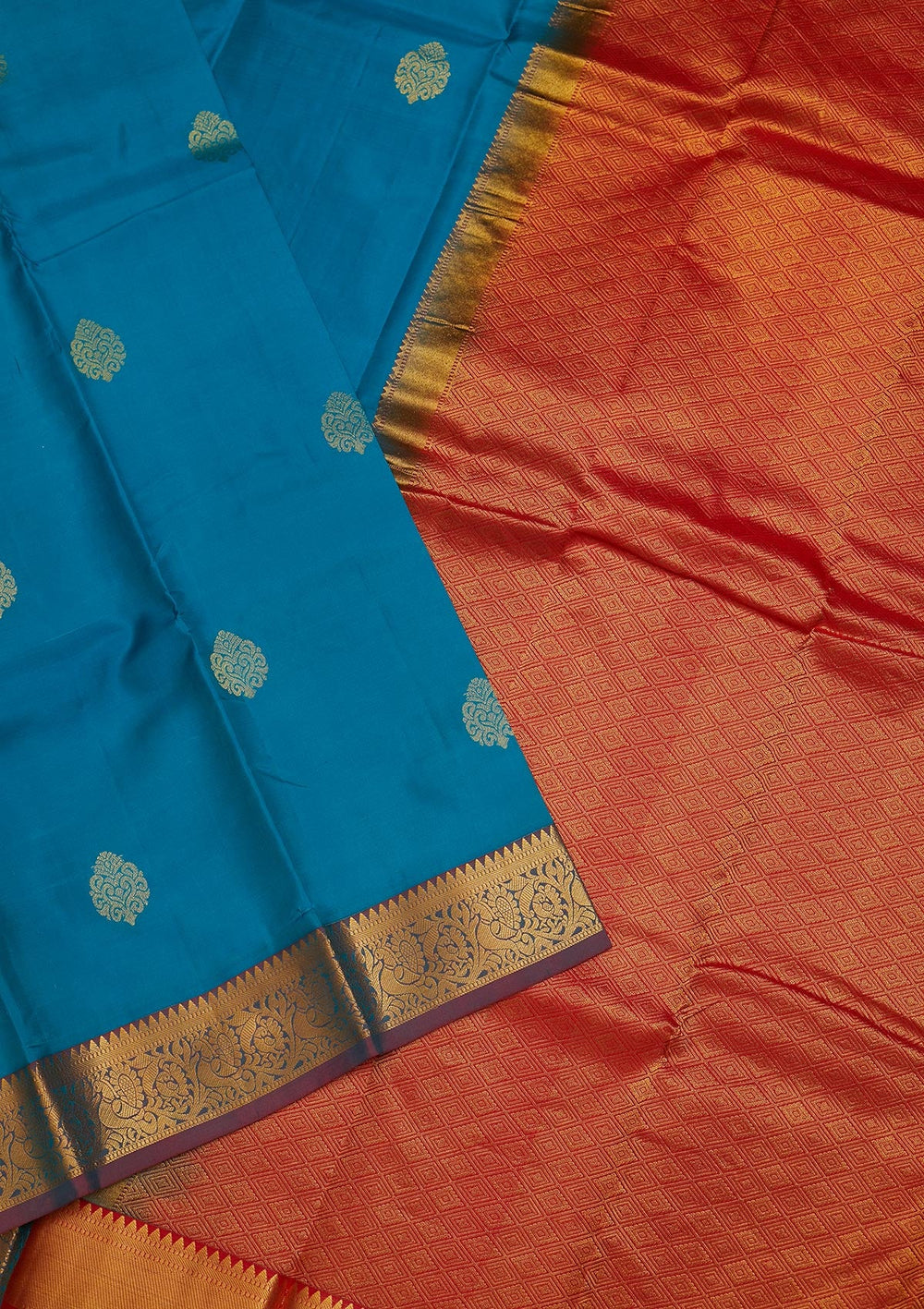 Turquoise Blue Zariwork Pure Silk Saree-Koskii