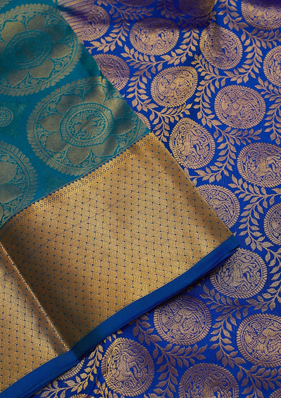 Turquoise Blue Zariwork Pure Silk Saree-Koskii