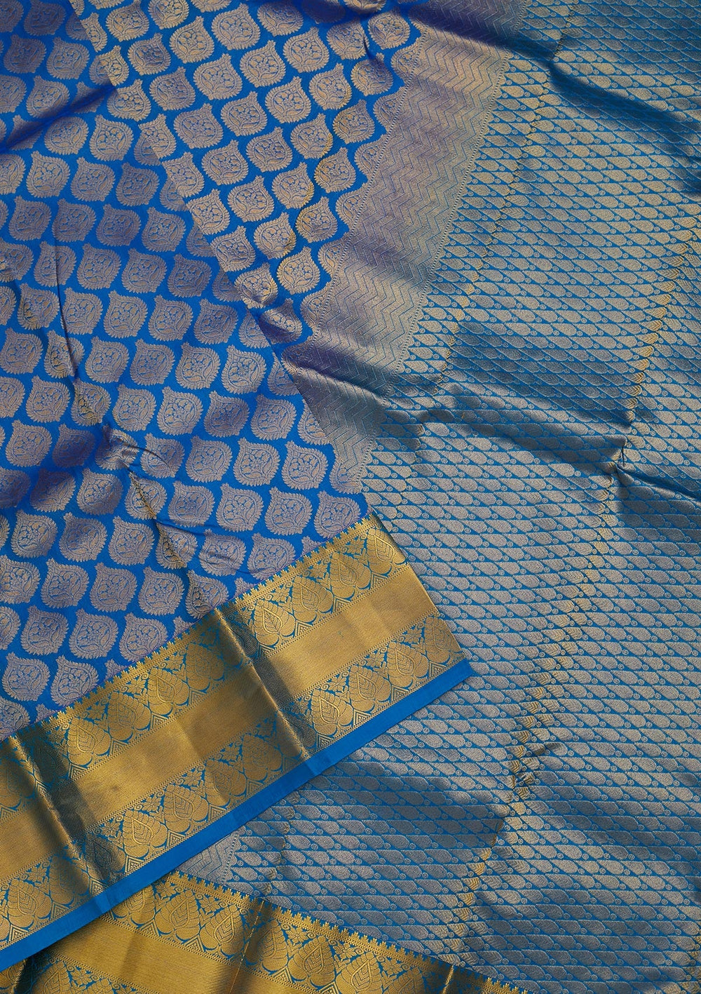 Turquoise Blue Zariwork Pure Silk Saree-Koskii