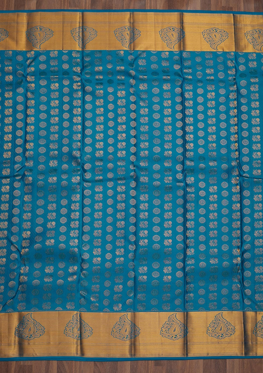 Turquoise Blue Zariwork Pure Silk Saree-Koskii