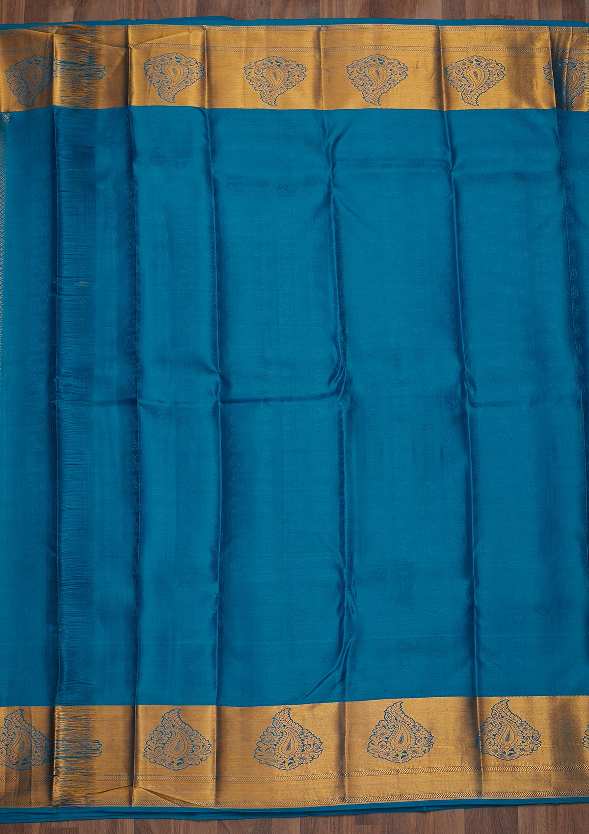 Turquoise Blue Zariwork Pure Silk Saree-Koskii