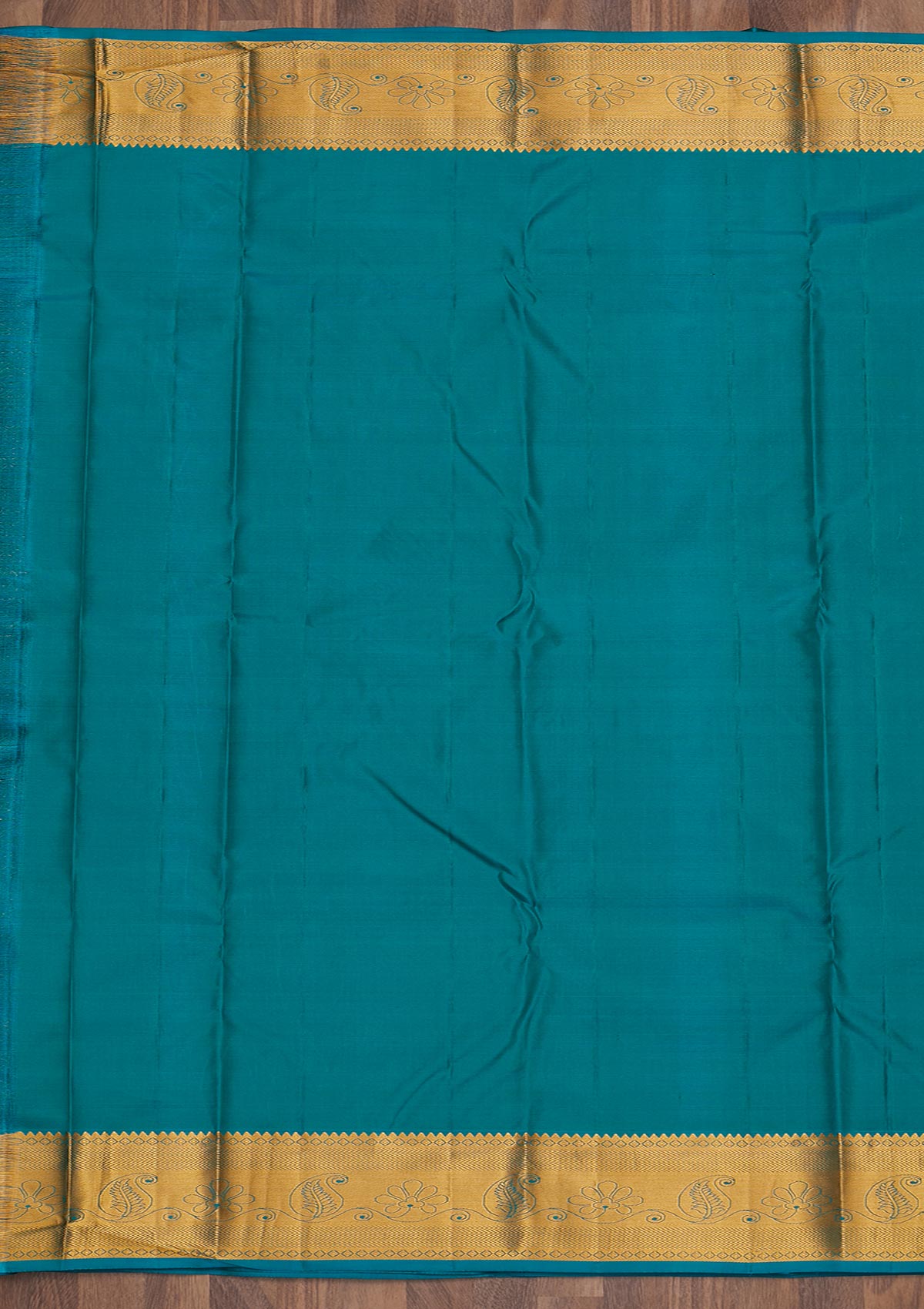 Turquoise Blue Zariwork Pure Silk Saree-Koskii