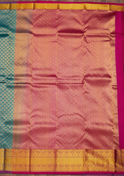 Turquoise Blue Zariwork Pure Silk Saree-Koskii