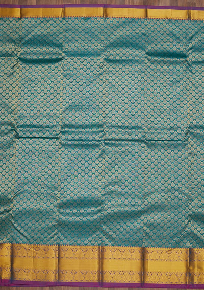 Turquoise Blue Zariwork Pure Silk Saree-Koskii