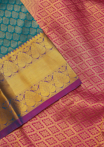 Turquoise Blue Zariwork Pure Silk Saree-Koskii