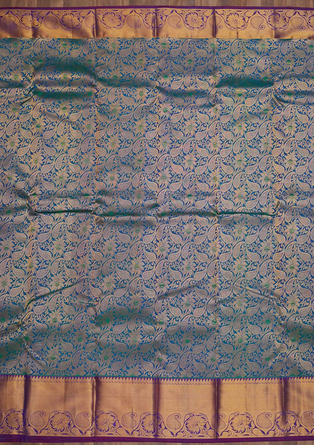 Turquoise Blue Zariwork Pure Silk Saree-Koskii