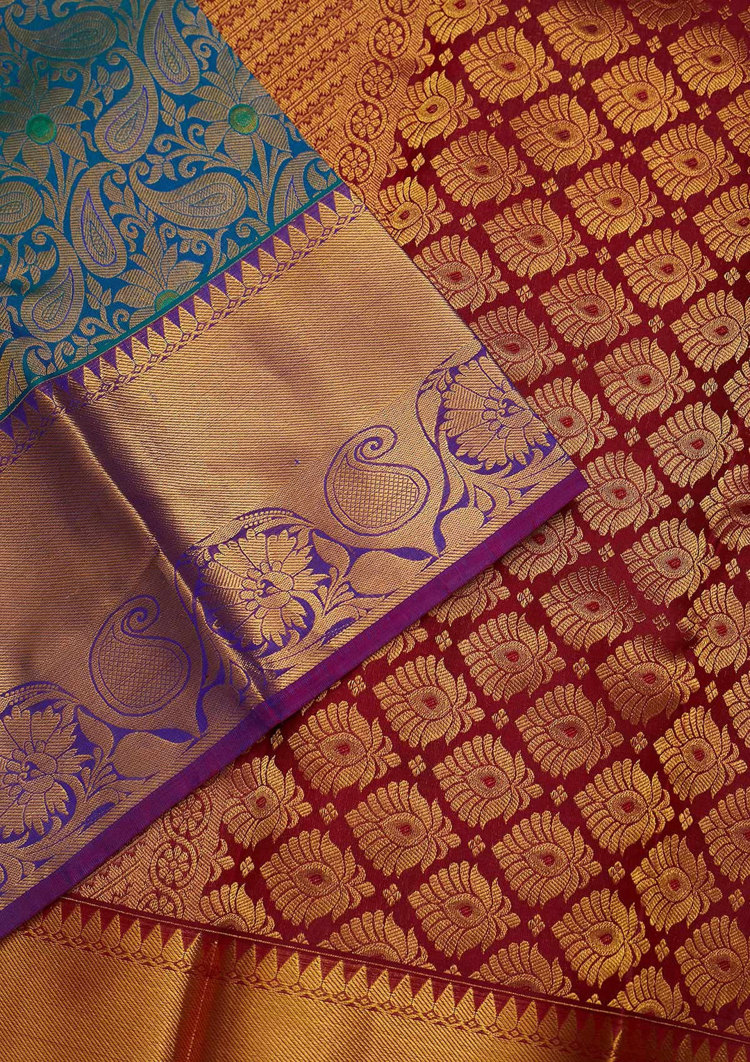 Turquoise Blue Zariwork Pure Silk Saree-Koskii