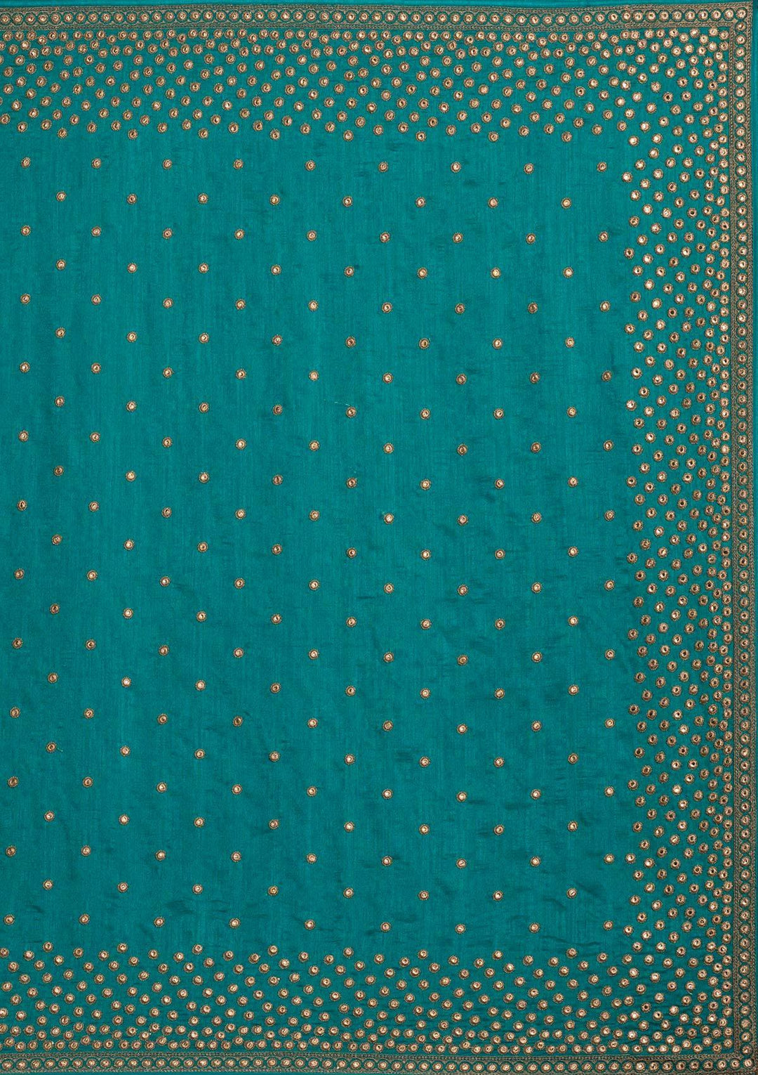 Turquoise Blue Zariwork Raw Silk Designer Saree - koskii