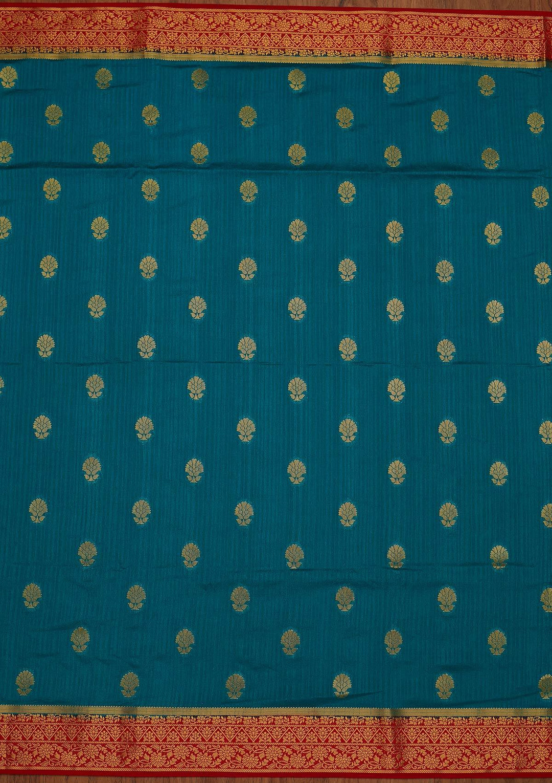 Turquoise Blue Zariwork Raw Silk Designer Saree - koskii