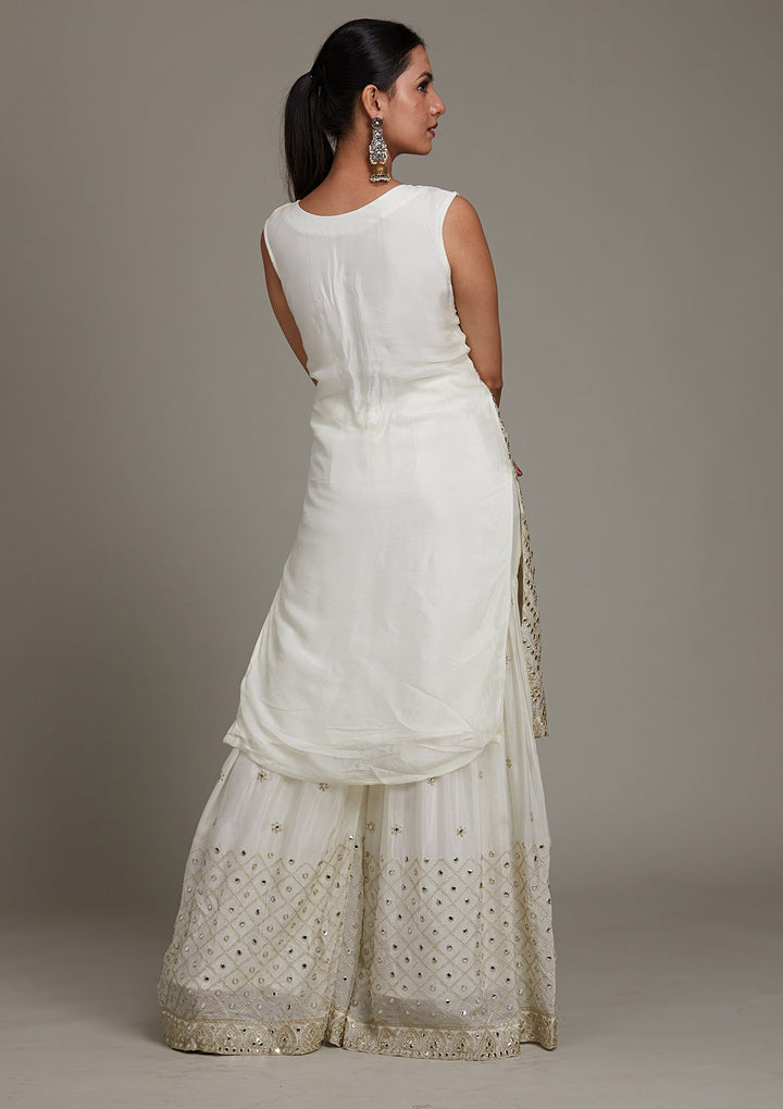 White Gotapatti Georgette Salwar Suit-Koskii