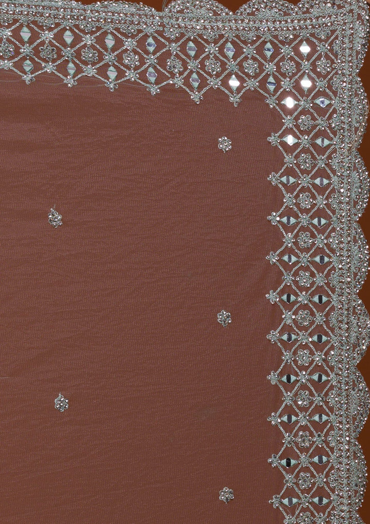 White Sequins Net Designer Lehenga-Koskii