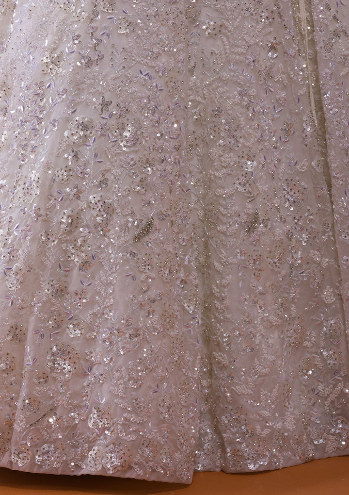 White Sequins Net Designer Lehenga-Koskii