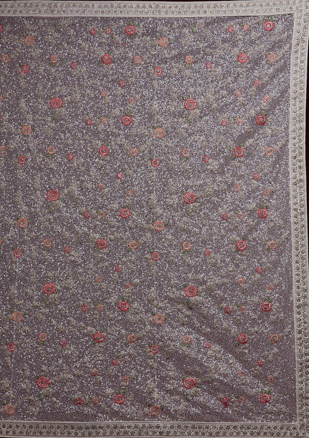 White Sequins Net Designer Saree - Koskii