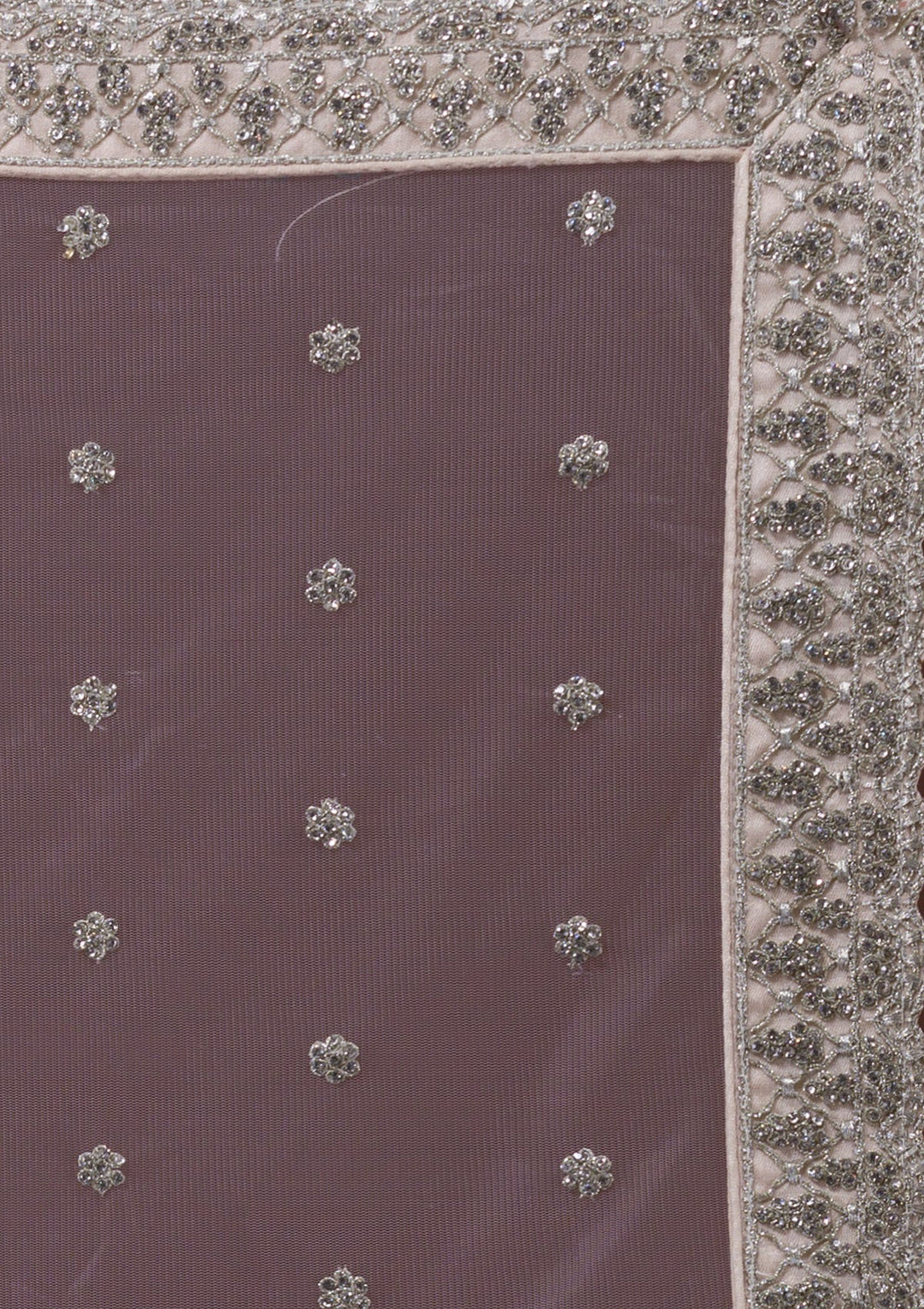 White Silver Stonework Net Designer Lehenga-Koskii