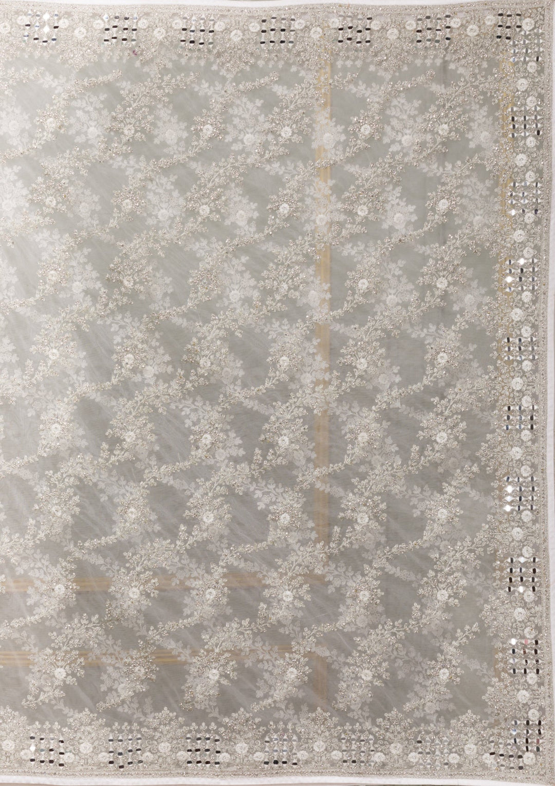 White Stonework Net Saree-Koskii