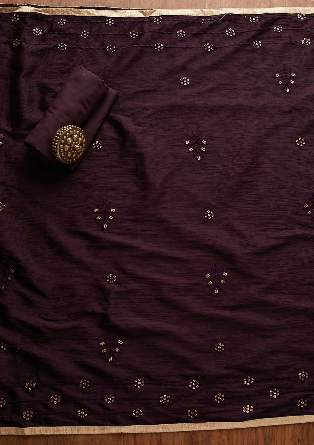 Wine Cutdana Georgette Designer Semi-Stitched Salwar Suit - Koskii
