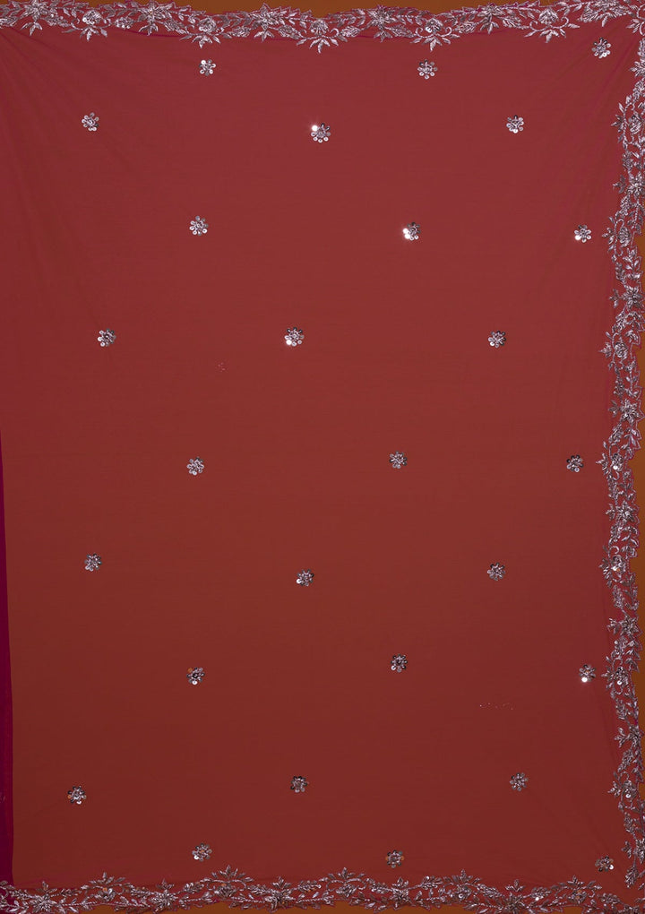 Wine Cutdana Raw Silk Designer Lehenga-Koskii
