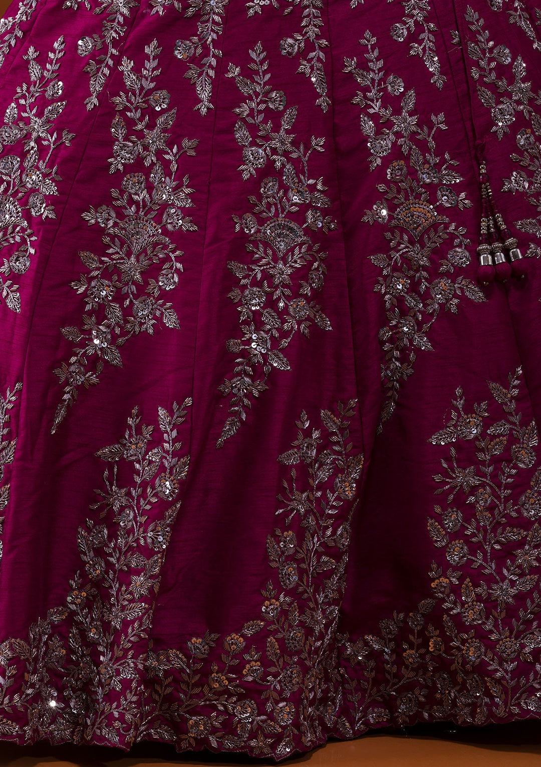 Wine Cutdana Raw Silk Designer Lehenga-Koskii